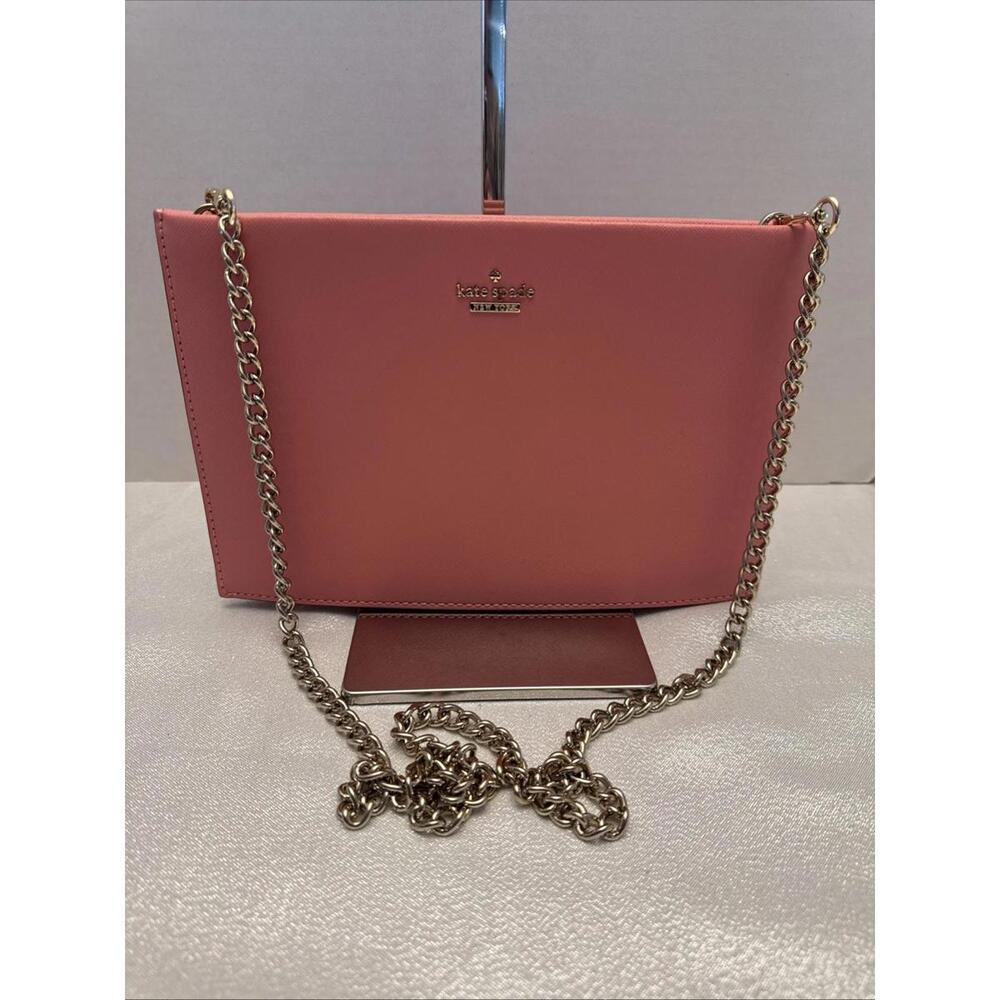 Kate Spade Cameron Street Pink Leather Gold Chain Crossbody Bag Purse Clutch